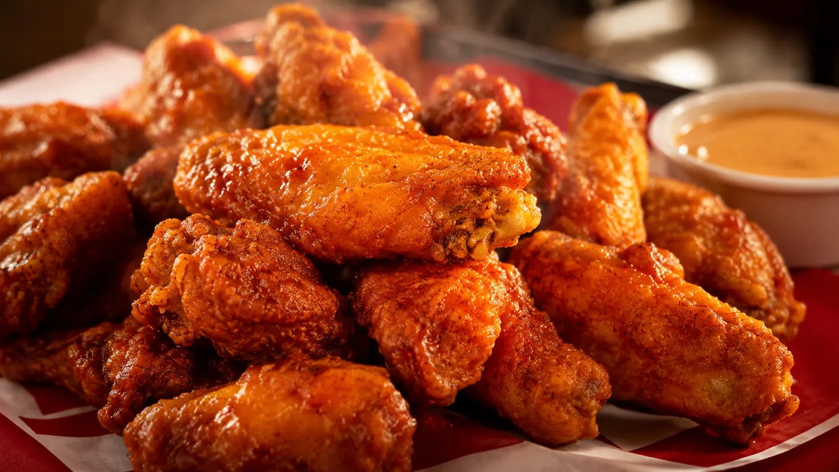 KFC hot wings with dipping sauce