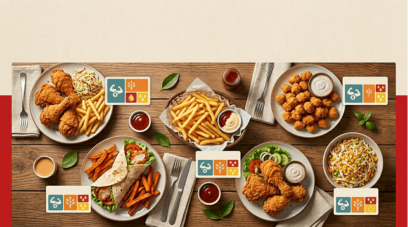 KFC menu meal lineup for calorie comparison