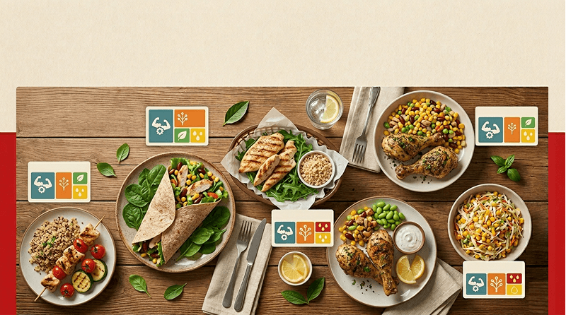 Lower calorie KFC meal options on table